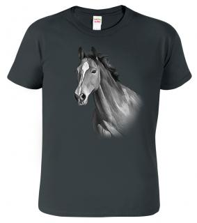 Pánské tričko s koněm - Kůň v černobílé Barva: Tmavá břidlice (67), Velikost: 2XL