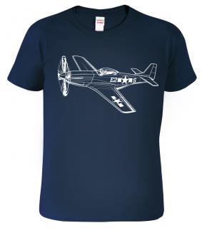 Pánské tričko s letadlem - Mustang, Black&White Edition Barva: Námořní modrá (02), Velikost: 2XL
