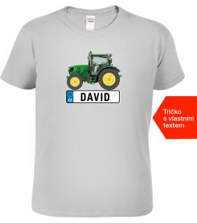 Pánské tričko se jménem - Traktor SPZ Barva: Světle šedý melír (03), Velikost: M