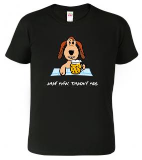Pánské tričko se psem - Jaký pán, takový pes - pivo Barva: Černá (01), Velikost: 3XL