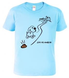 Pánské tričko se psem - Jdu po hnědé Barva: Nebesky modrá (15), Velikost: 2XL