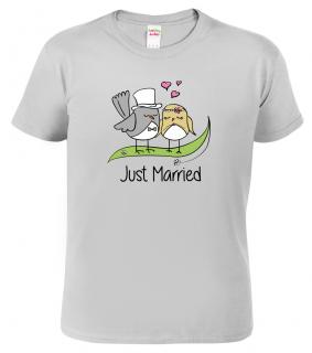 Svatební tričko pro ženicha - Just Married Barva: Šedá - žíhaná (Sport Grey), Velikost: 2XL