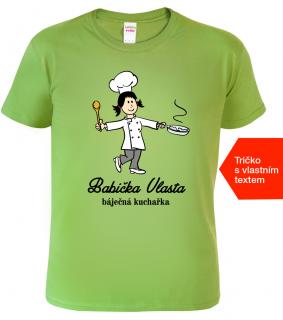 Tričko pro babičku - Báječná kuchařka Barva: Apple Green (92), Střih: Pánský, Velikost: L