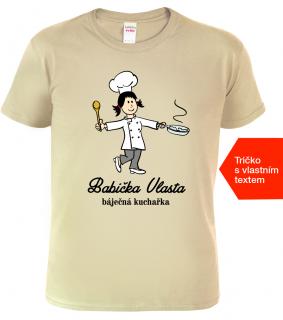 Tričko pro babičku - Báječná kuchařka Barva: Béžová (51), Střih: Pánský, Velikost: L