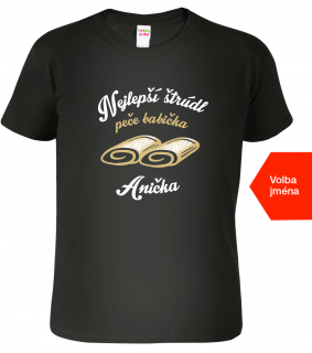 Tričko pro babičku - Nejlepší štrúdl peče babička Barva: Černá (01), Střih: Pánský, Velikost: 2XL