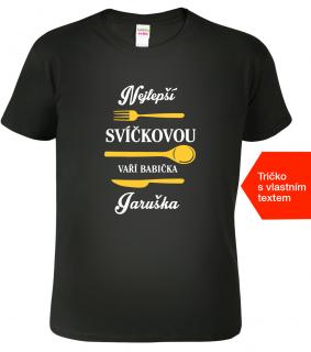 Tričko pro babičku - Nejlepší svíčkovou vaří babička Barva: Černá (01), Střih: Pánský, Velikost: 2XL