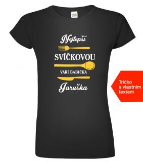 Tričko pro babičku - Nejlepší svíčkovou vaří babička Barva: Černá (Black), Velikost: 3XL