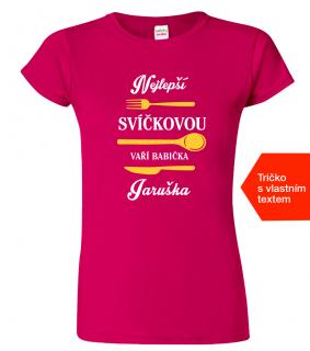 Tričko pro babičku - Nejlepší svíčkovou vaří babička Barva: Fuchsia red (49), Střih: Dámský, Velikost: 2XL