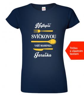 Tričko pro maminku - Nejlepší svíčkovou vaří maminka Barva: Námořní modrá (02), Střih: Dámský, Velikost: 2XL