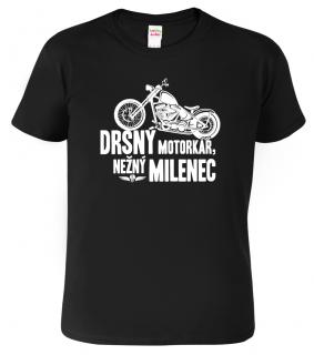 Vtipné tričko - Drsný motorkář, něžný milenec Barva: Černá (01), Velikost: 2XL