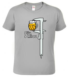 Vtipné tričko - Piju s mírou - šuplera Barva: Šedá - žíhaná (Sport Grey), Velikost: 2XL