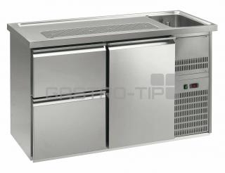 Chladicí stůl výčepní s agregátem a dřezem RBPD -2x varianta :: provedení 1 x dveře, 2 x zásuvka