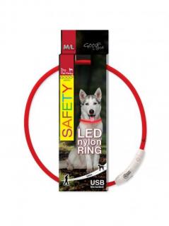 Obojek DOG FANTASY světelný USB červený 65cm