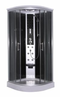 Sanotechnik QuickLine Scala, sprchový box čtvrtkruh 90x90x215cm, černý, CL96