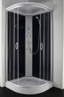 Sanotechnik Relax, sprchový box čtvrtkruh 90x90x215cm, černý, TC07