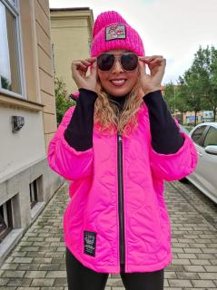 Prošívaná bunda s náplety neon VERRE růžová Velikost: unisize