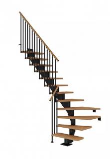 DOLLE Cork - modulové schody o 1/4 zatoč. až do 360cm, zábradlí CLASSIC III (Masivní dubové nebo bukové nášlapy)