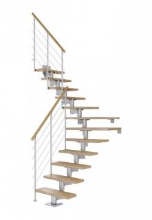 DOLLE Cork - modulové schody o 1/4 zatoč. až do 360cm, zábradlí STYLE 6 (Masivní dubové nebo bukové nášlapy)
