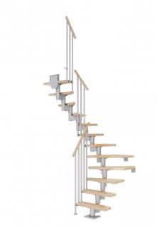 DOLLE Dublin - schody modulové 1/2 zat. do 270cm, 11 nášlapů, zábradlí CLASSIC III (Lakované masivní dubové nebo bukové nášlapy)