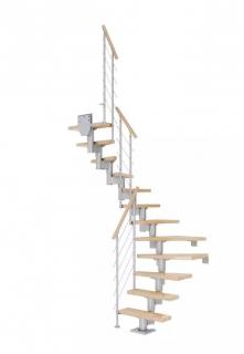 DOLLE Dublin - schody modulové 1/2 zat. do 292cm, 12 nášlapů, zábradlí STYLE 6 (Lakované masivní dubové nebo bukové nášlapy)