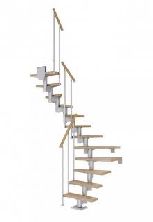 DOLLE Dublin - schody modulové 1/2 zat. do 315cm, 13 nášlapů, zábradlí CLASSIC II (Lakované masivní dubové nebo bukové nášlapy)