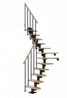 DOLLE Dublin - schody modulové 1/4 zat. do 270cm, 11 nášlapů, zábradlí CLASSIC II (Lakované masivní dubové nebo bukové nášlapy)