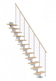 DOLLE Dublin - schody modulové přímé do 270cm, 11 nášlapů, zábradlí STYLE 6 (Lakované masivní dubové nebo bukové nášlapy)