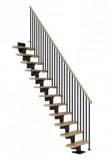 DOLLE Dublin - schody modulové přímé do 292cm, 12 nášlapů, zábradlí CLASSIC III (Lakované masivní dubové nebo bukové nášlapy)
