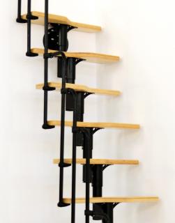 Modulové schody TWISTER BLACK do 296cm - Buk (Sestava 12 modulů černé barvy)