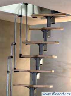 Modulové schody TWISTER SILVER do 294cm - Buk (Sestava 12 modulů šedé barvy)