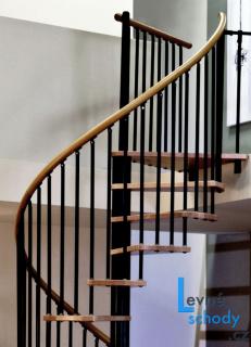 Točité schody SPIRAL WOOD BLACK - 160cm/Buk (12 nášlapů + podesta / Buk)