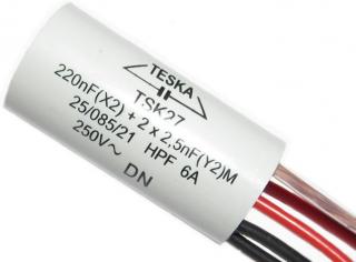 Odrušovací kondenzátor TSK27 220n+2x2n5 250VAC/6A, 5 vývodů
