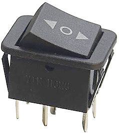 Přepínač kolébkový ON-OFF-ON 2 pol. 250V/15A, černý