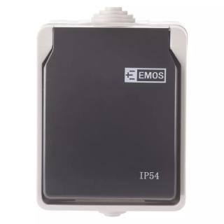 Zásuvka na povrchí EMOS IP54 s víčkem