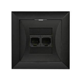 Zásuvka Opál datová 2x RJ45 pro internet, černá matná