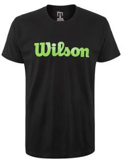pánské tričko Wilson M Script Cotton Tee  Black/Blade Green Oblečení pánské: S