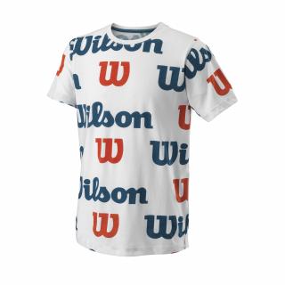 Tenisové tričko Wilson All Over Logo Tech Tee White oblečení dětské Wilson: 11-12:LG
