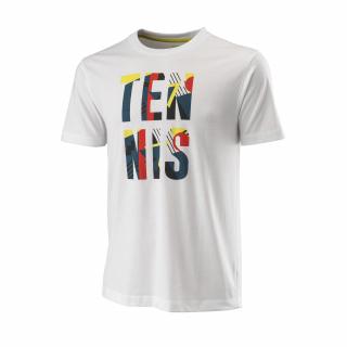Tenisové tričko Wilson Stacked Tennis Tech Tee White Oblečení pánské: M