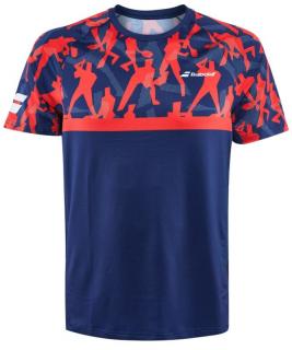 Tričko Babolat Compete Crew Neck Tee Men Poppy red/Estate blue Oblečení pánské: L