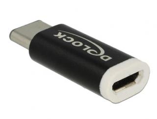 Delock Černý Adaptér USB 2.0 Micro-B samice (zařízení) > USB Type-C 2.0 samec (zařízení)