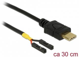 Delock Kabel USB Type-C samec > 2 x pin konektor samice oddělení napájení 30 cm