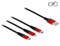 Delock Nabíjecí kabel USB 3 v 1 pro Lightning / Micro USB / USB Type-C, 30 cm