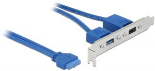 Delock Záslepka 1 x 19 pin USB 3.2 pin konektor samice interní > 1 x USB Type-C samice + 1 x USB Typ-A samice externí