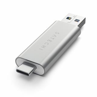 Satechi USB-C a USB 3.2 čtečka SD a microSD karet kombinovaná, stříbrná