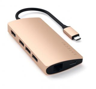 Satechi USB-C Multiport Adapter V2, 4K s ethernetem, zlatý