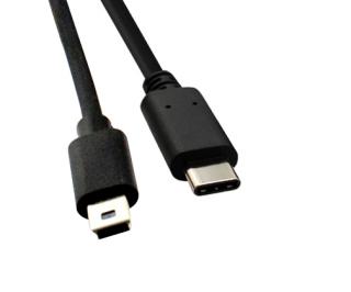 USB-C to mini USB kabel, 1 m, černý