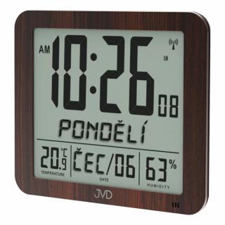 Rádiem řízené digitální hodiny s budíkem JVD hnědé DH9335.2  Skladem v ČR