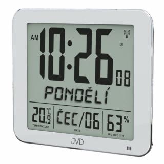 Rádiem řízené digitální hodiny s budíkem JVD stříbrné DH9335.1  Skladem v ČR