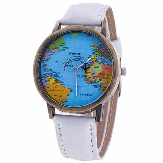 Ručičkové hodinky s mapou světa bílé WH-6003  Skladem v ČR