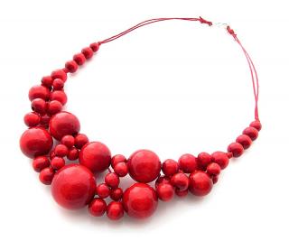 Dřevěné korále náhrdelník malý Barva: červená